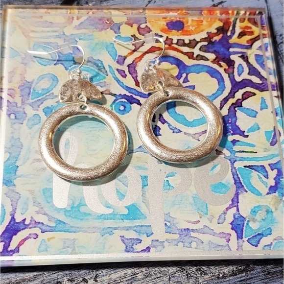 Lucky brand boho silver tone dangly drop chandelier earrings - Picture 2 of 4